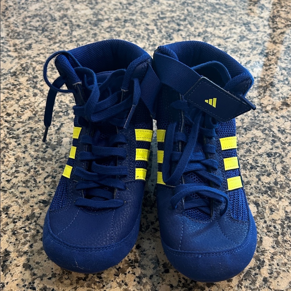 Adidas Kids Navy and Neon Wrestling Sneakers